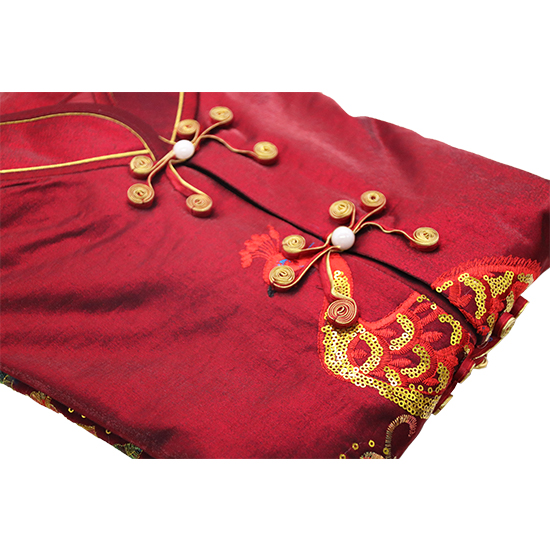 現代時裝衣裙-亮片鳳凰棗紅