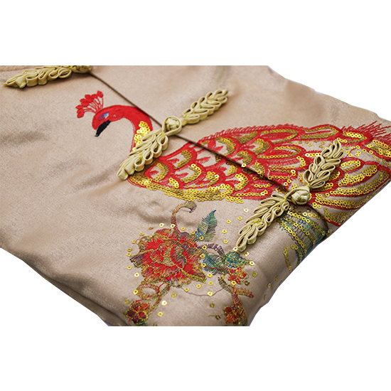 現代時裝衣裙-蕾絲鳳凰棗紅