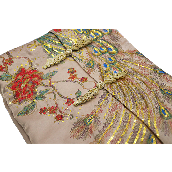 現代時裝衣裙-蕾絲鳳凰棗紅