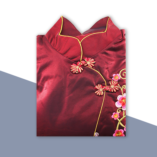 現代時裝衣裙-梅花棗紅