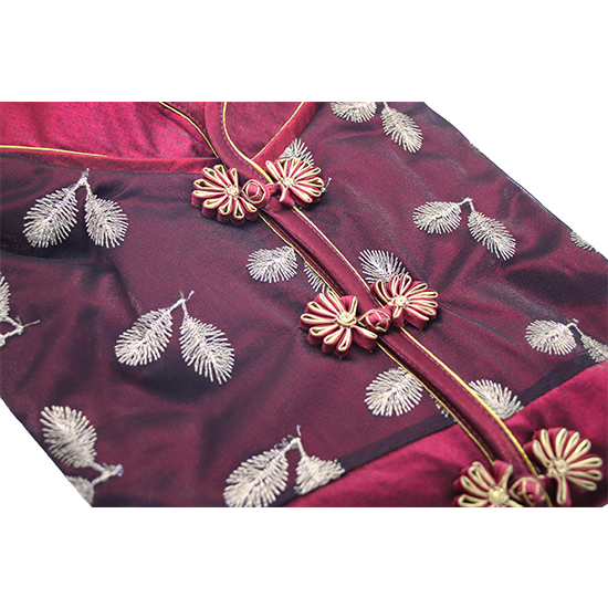 現代時裝衣裙-蕾絲鳳凰棗紅