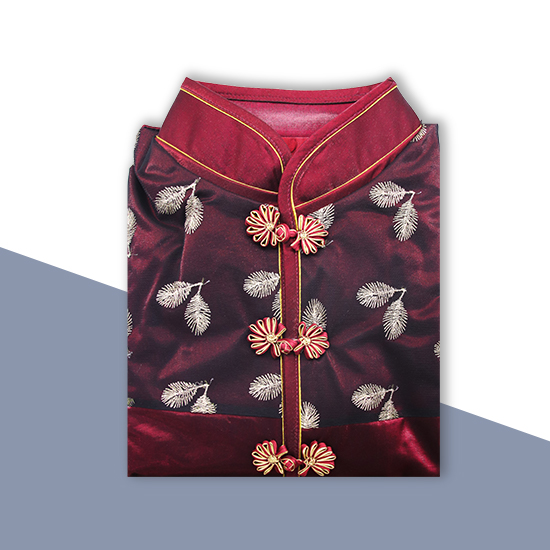 現代時裝衣裙-蕾絲鳳凰棗紅