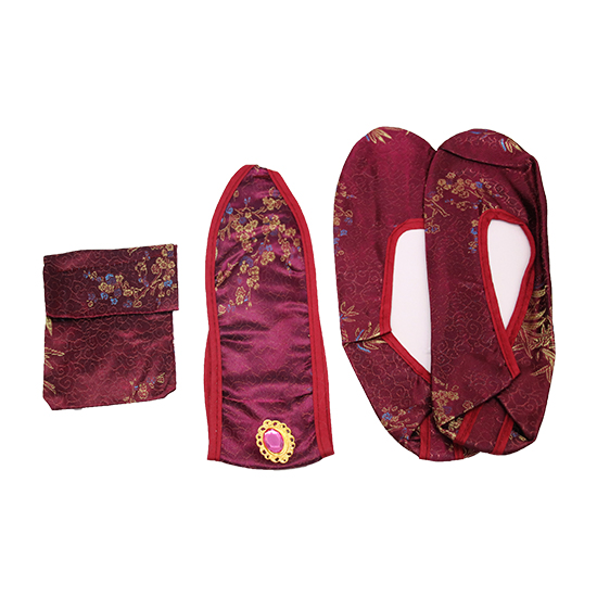 衣裙-三彩竹菊梅醬紅