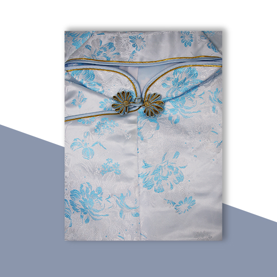 衣裙-三彩銀藍牡丹