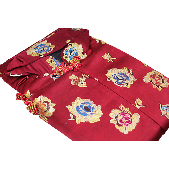 衣裙-五彩金線玫瑰花棗紅