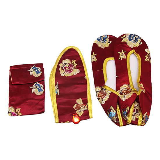 衣裙-五彩金線玫瑰花棗紅