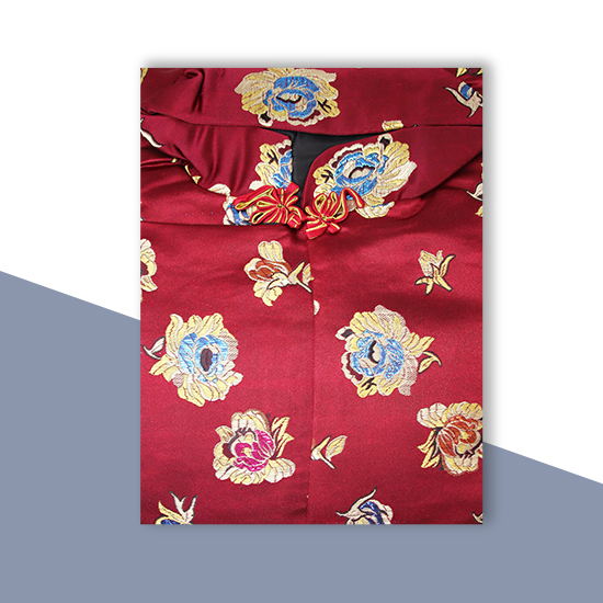 衣裙-五彩金線玫瑰花棗紅