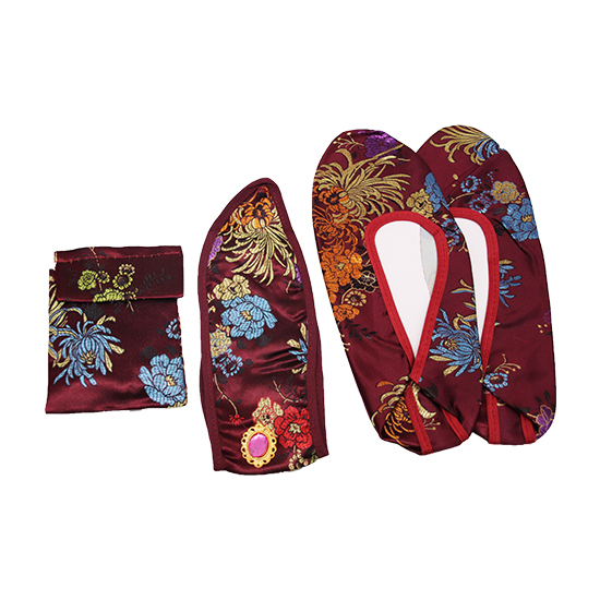 衣裙-五彩金菊牡丹醬紅